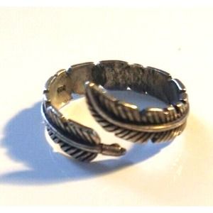 Women's Adjustable Feather Wrapped Ring Stamped 925 Silver